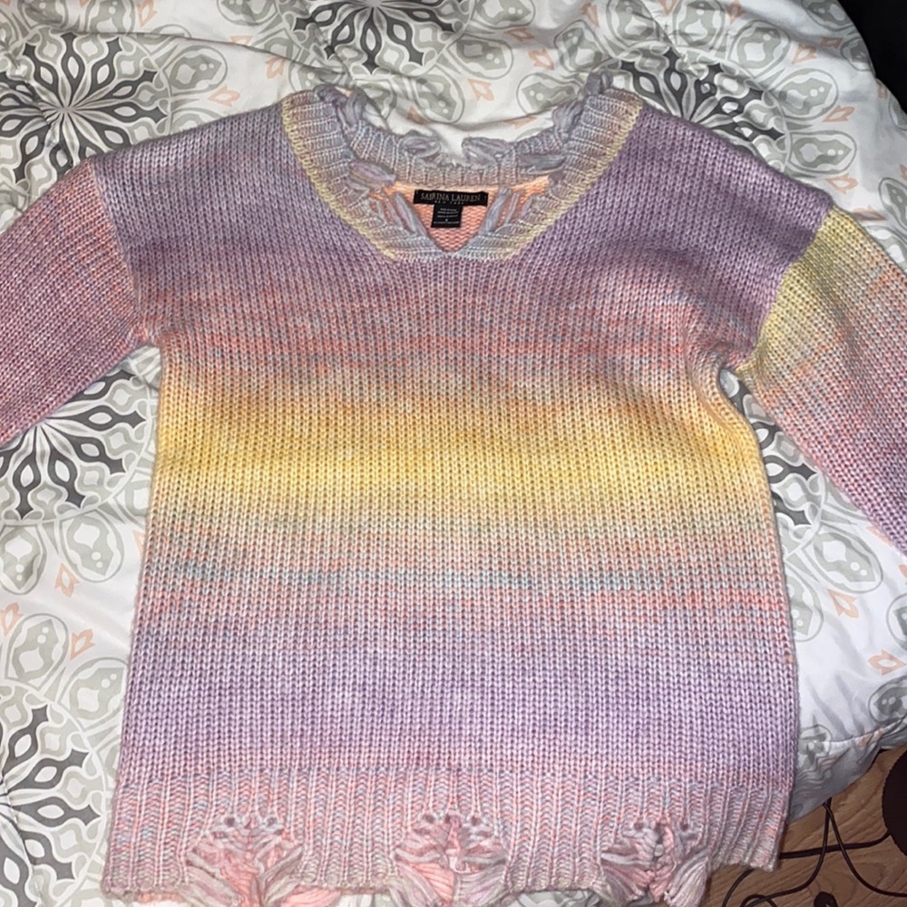 distressed multicolored sweater